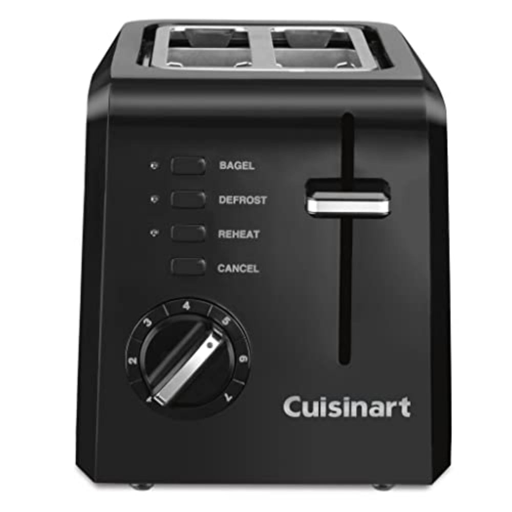Cuisinart vista frontal negro, diseño compacto y elegante