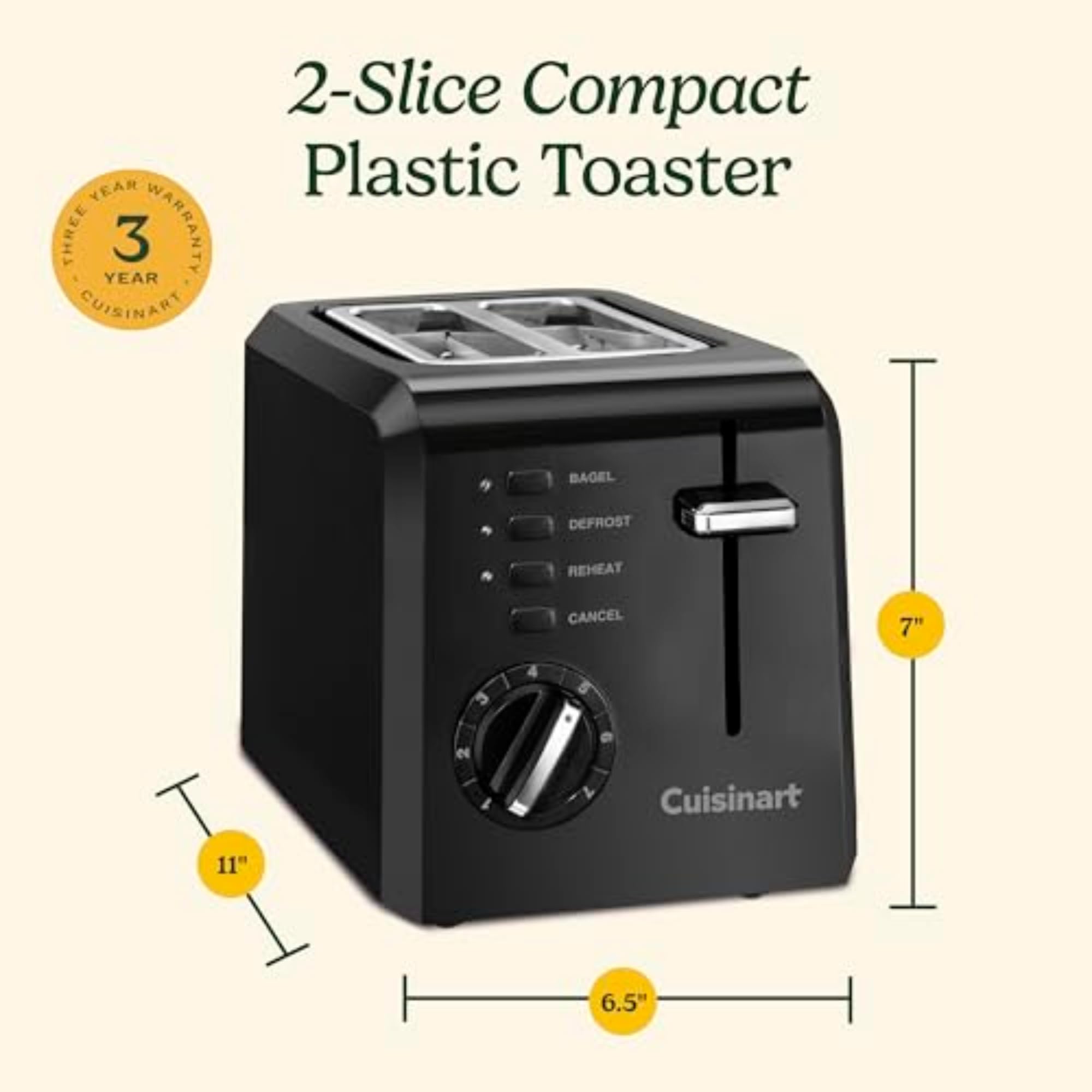 Cuisinart comparación tamaño con mano, compacto y ahorro de espacio