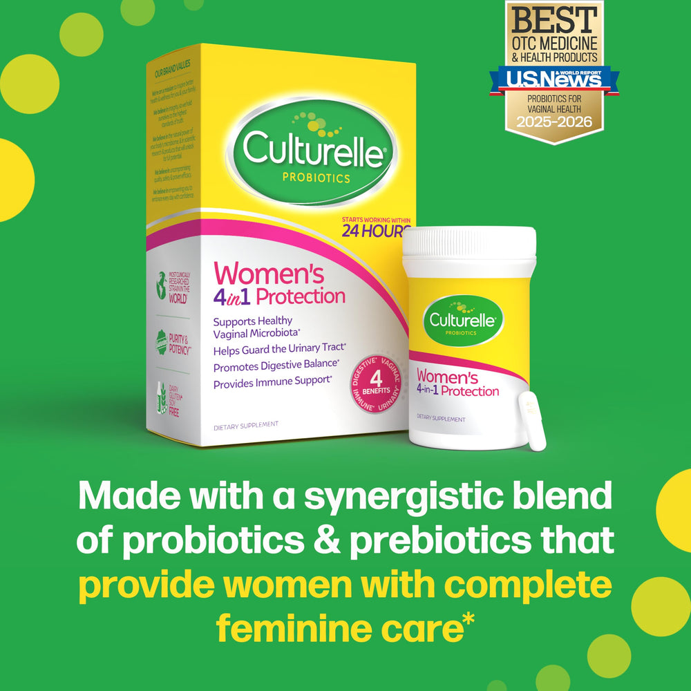 Culturelle contenido del paquete con frasco y folleto informativo visible