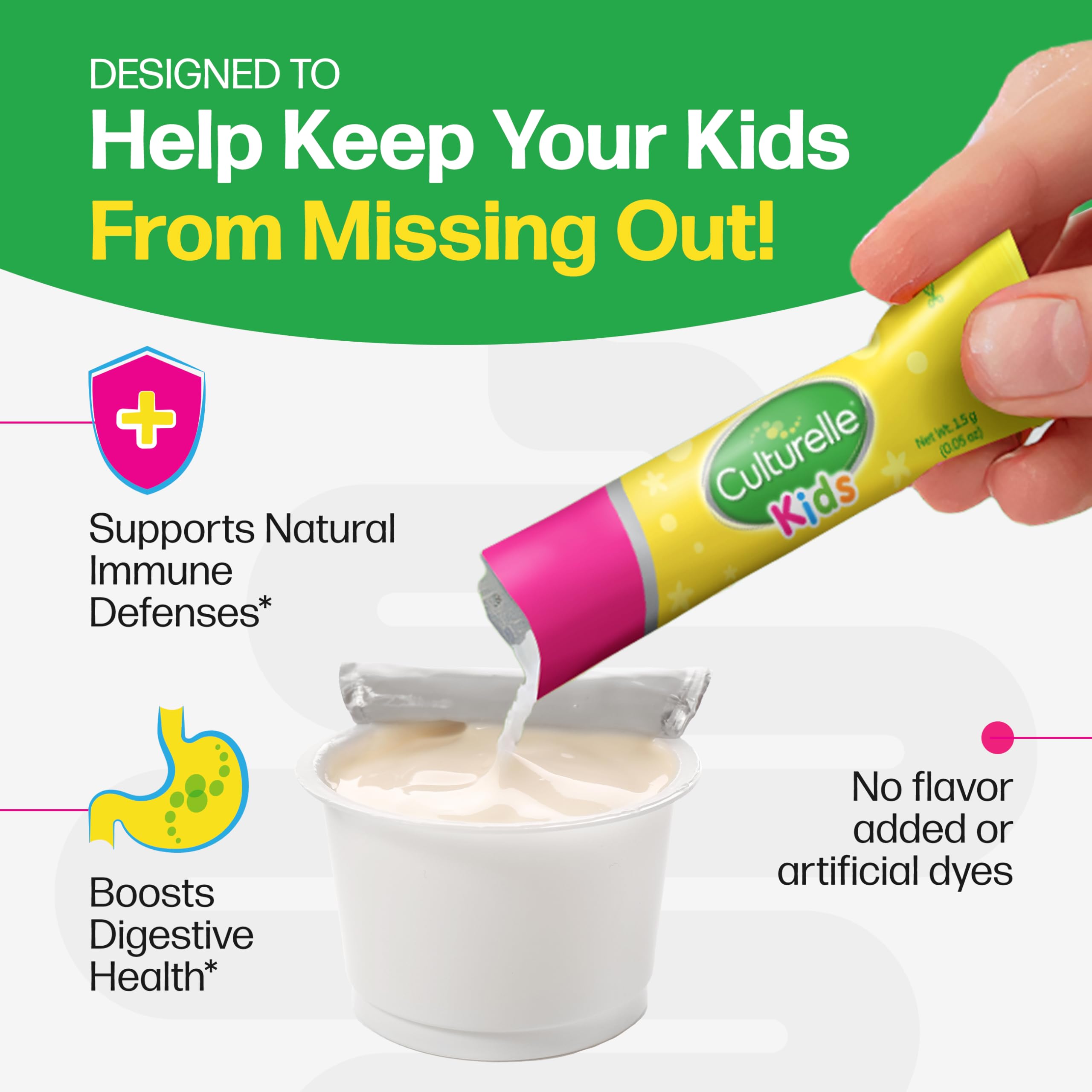 Culturelle sobre mezclado en yogur para administración fácil