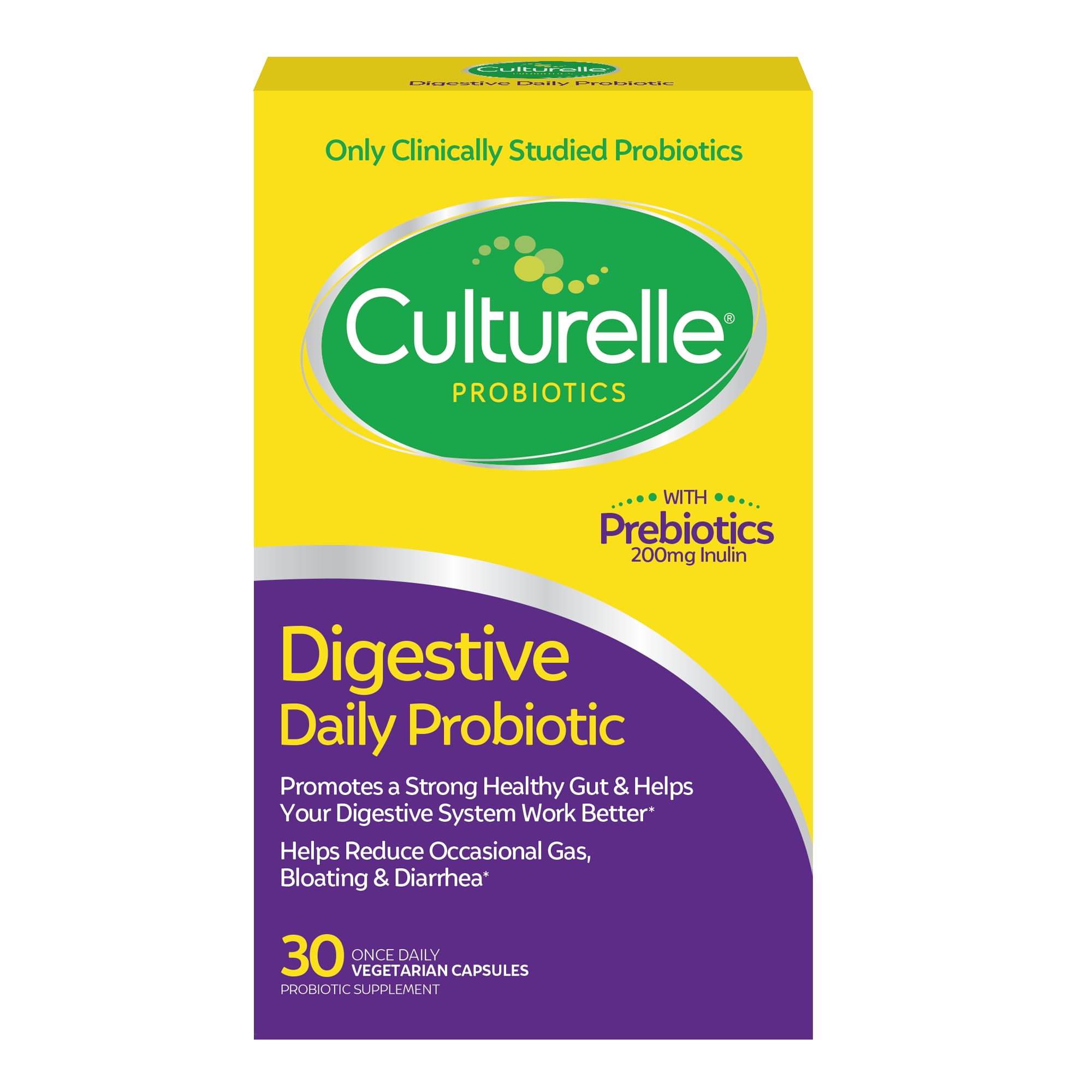 Culturelle frente del envase mostrando 30 cápsulas y beneficio digestivo