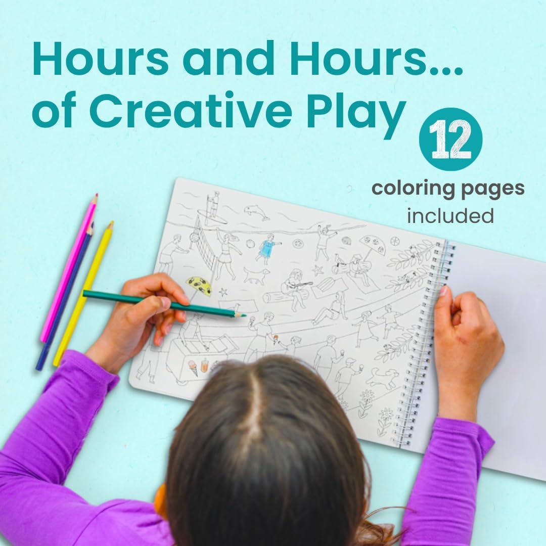 CUPKIN página para colorear con dibujos de playa para desarrollar coordinación