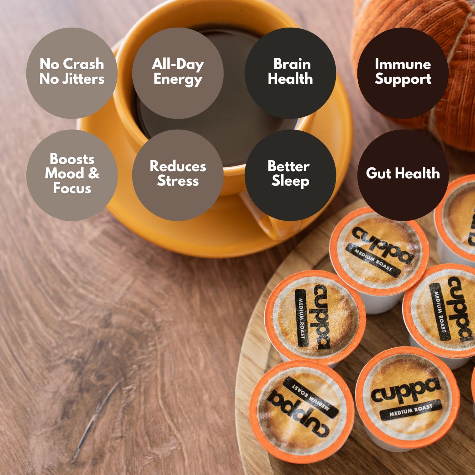 Cuppa Healthy Coffee textura del polvo instantáneo que resalta mezcla y sabor
