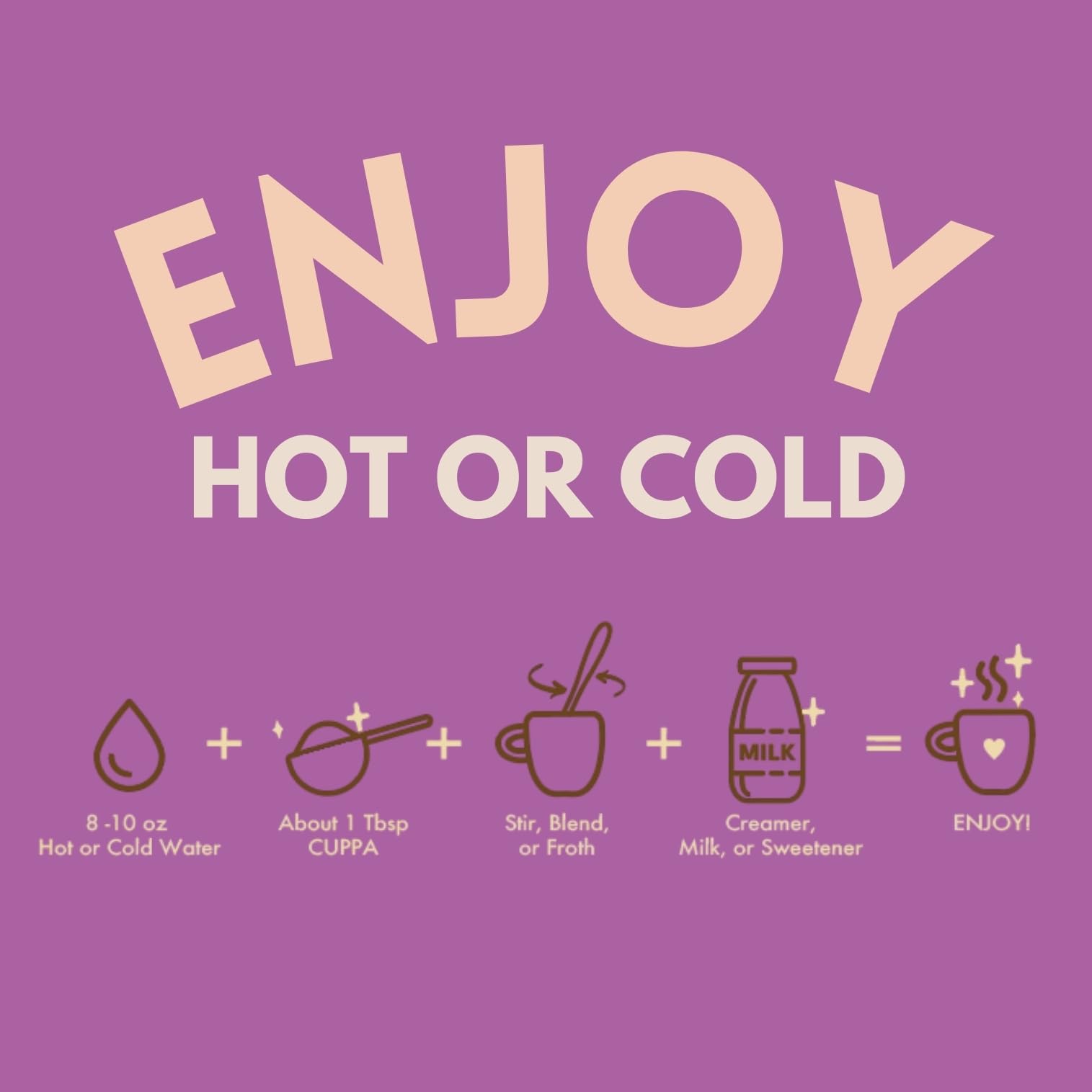Cuppa Healthy Coffee medida por porción junto a cuchara para escala y uso práctico