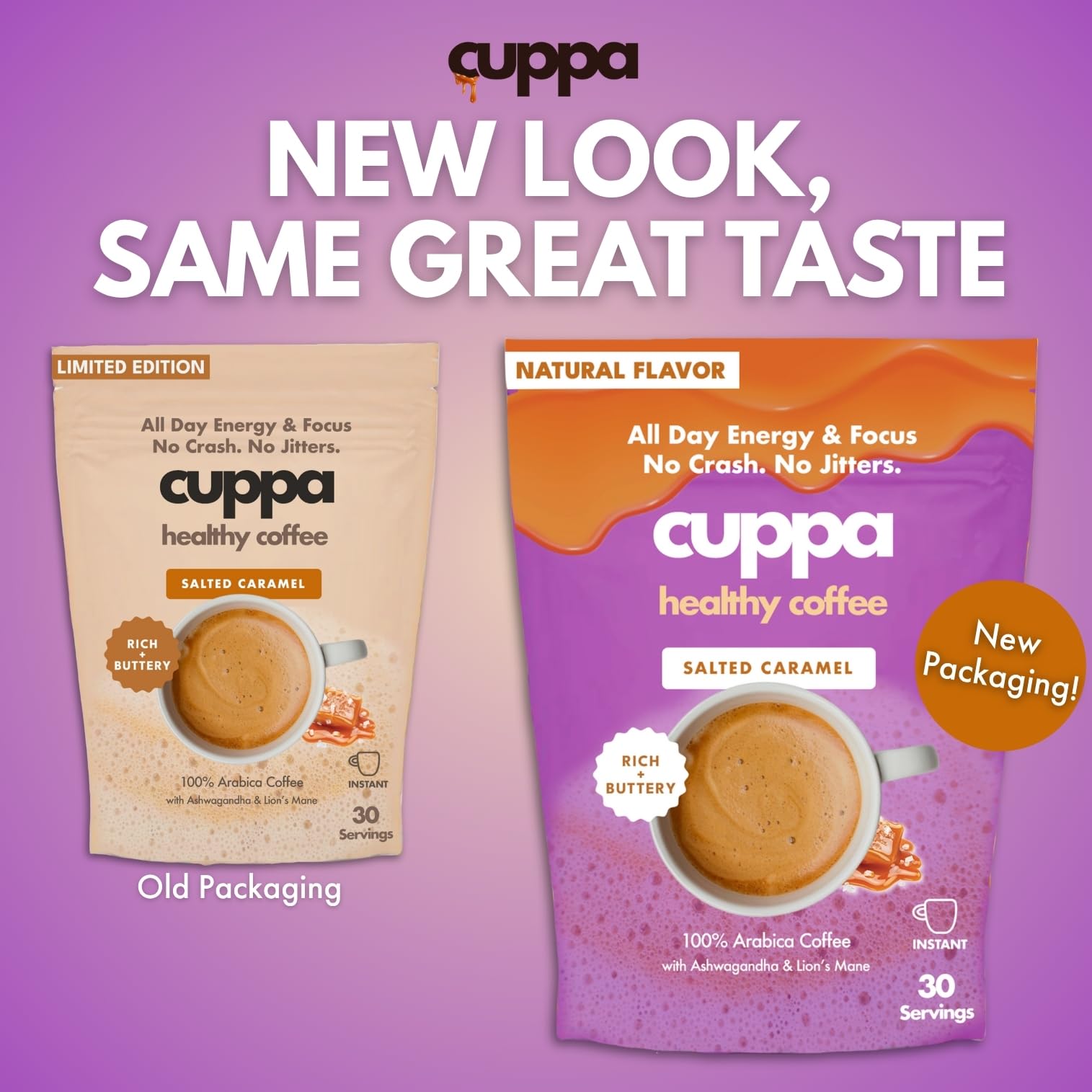 Cuppa Healthy Coffee taza preparada con vapor, sugerente para enfoque matutino