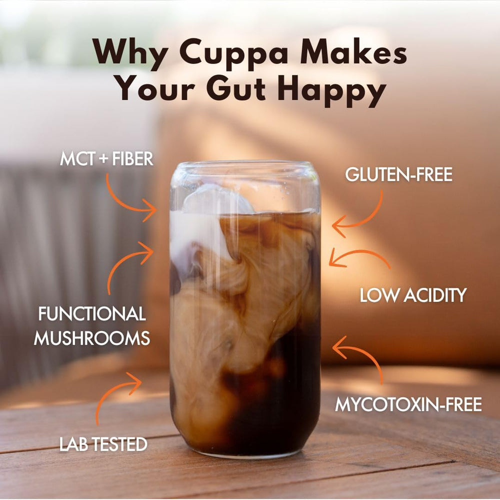 Cuppa Healthy Coffee taza servida con vapor, sabor auténtico de tueste medio