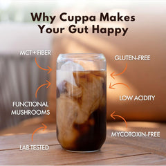 Cuppa Healthy Coffee taza servida con vapor, sabor auténtico de tueste medio