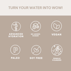 Cure Hydration sobre junto a objetos cotidianos para apreciar tamaño y portabilidad