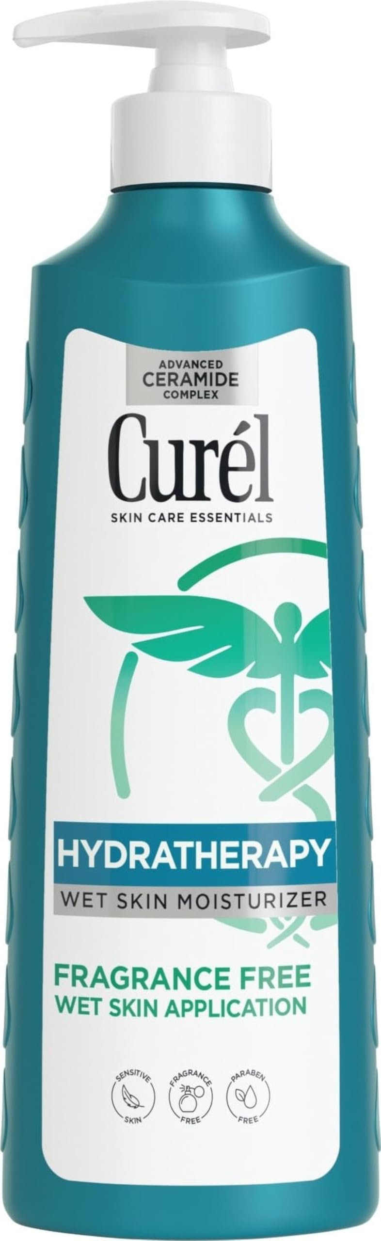 Curel envase frontal 12 oz mostrando diseño y beneficio hidratación rápida