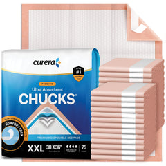 Curera Chucks front packaging showing XXL 25-pack protection