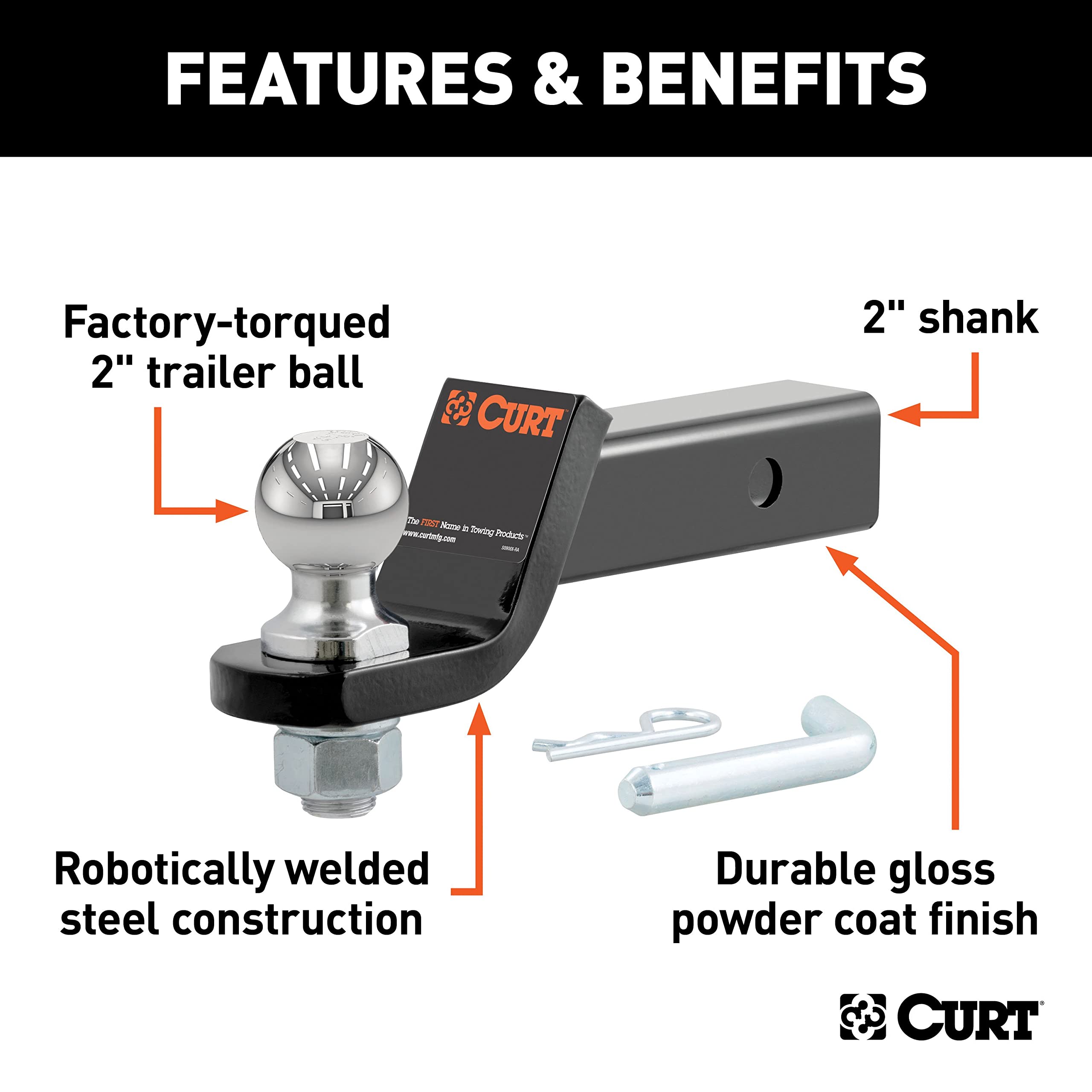 CURT 45036 brida 2x2 mostrando compatibilidad con receptores estándar