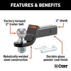 CURT 45036 brida 2x2 mostrando compatibilidad con receptores estándar