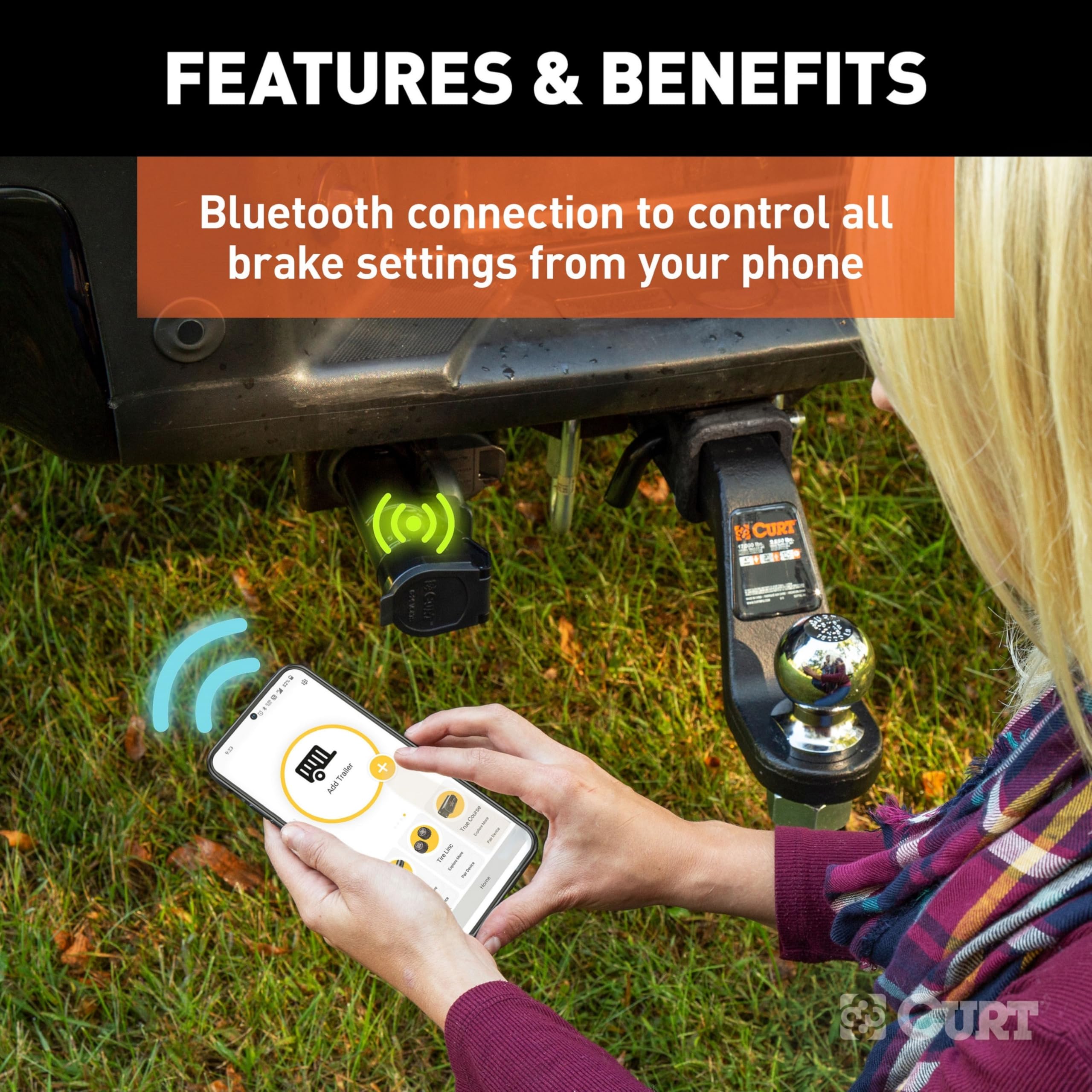 CURT Echo mostrando App Smart Control en teléfono, ajuste desde móvil