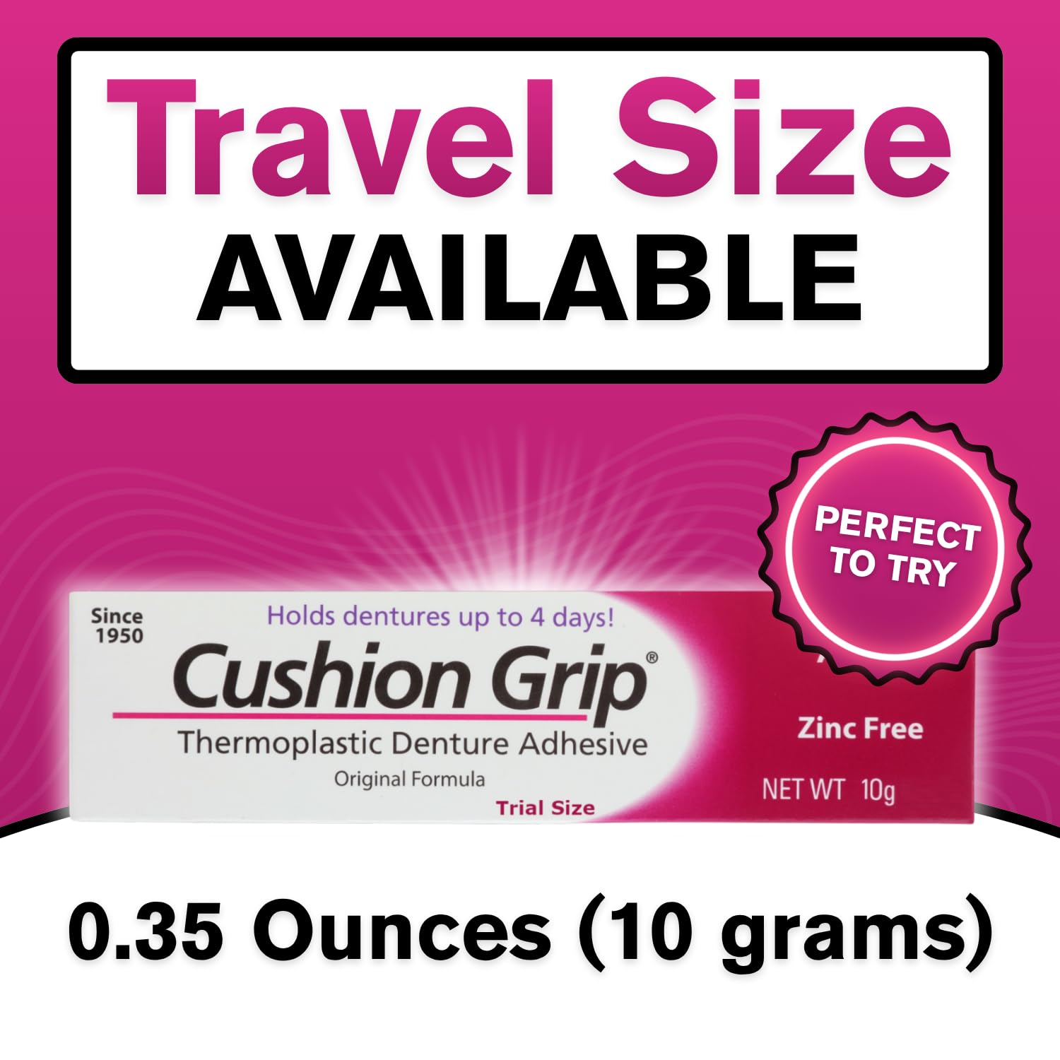 Cushion Grip envase cerrado de 0.35 oz ideal para llevar y almacenar
