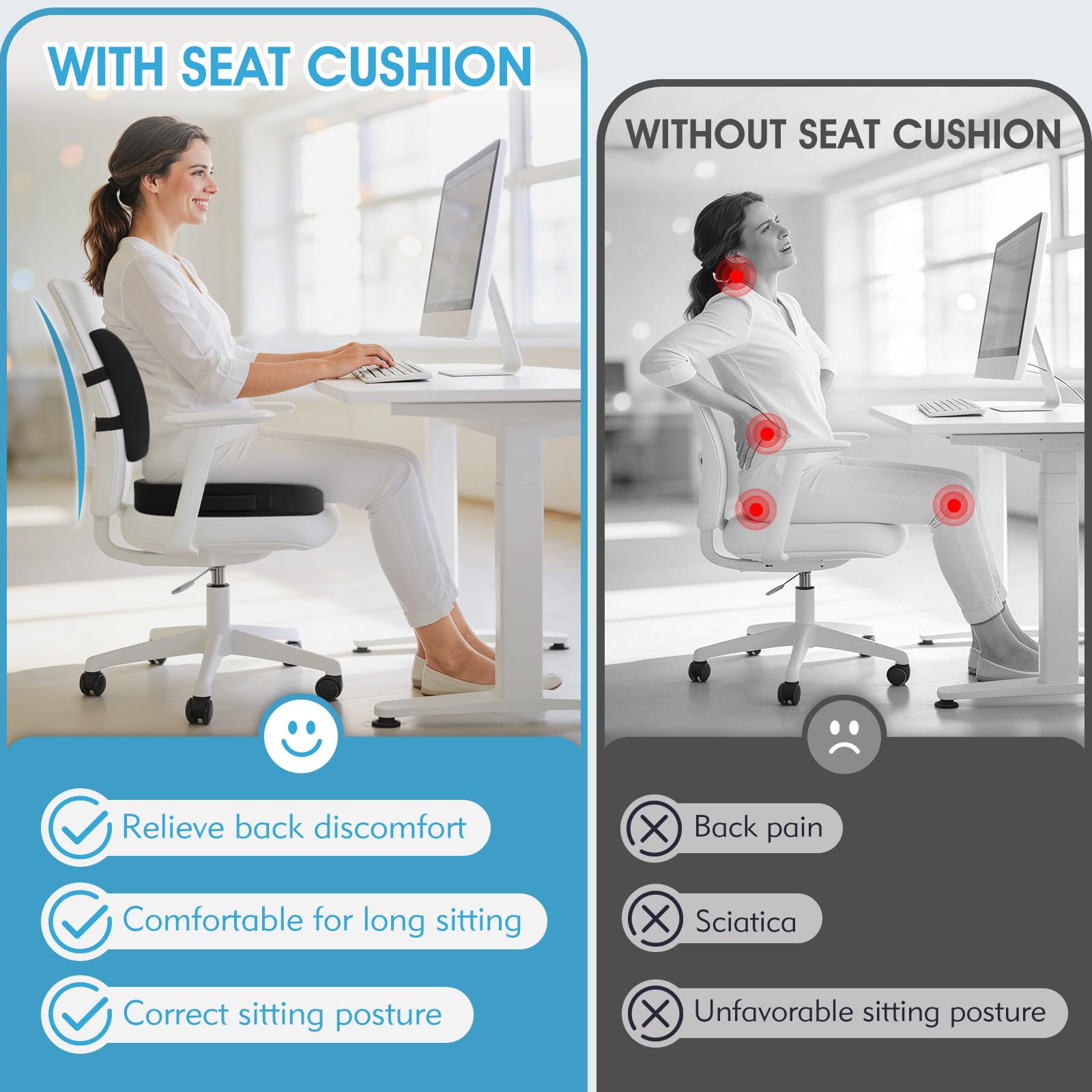 CushZone base antideslizante del cojín, estabilidad en el asiento