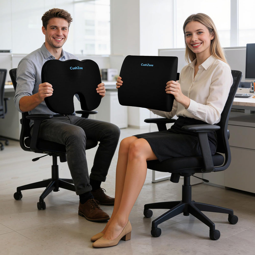 CushZone cojín y lumbar en silla de oficina, mejora del confort