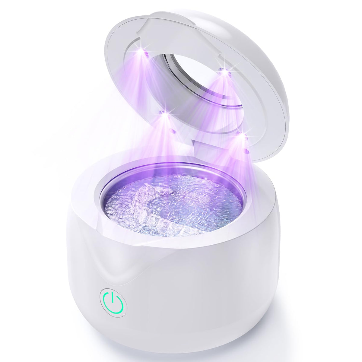 CXRUY pod compacto frontal mostrando acabado blanco y diseño portátil