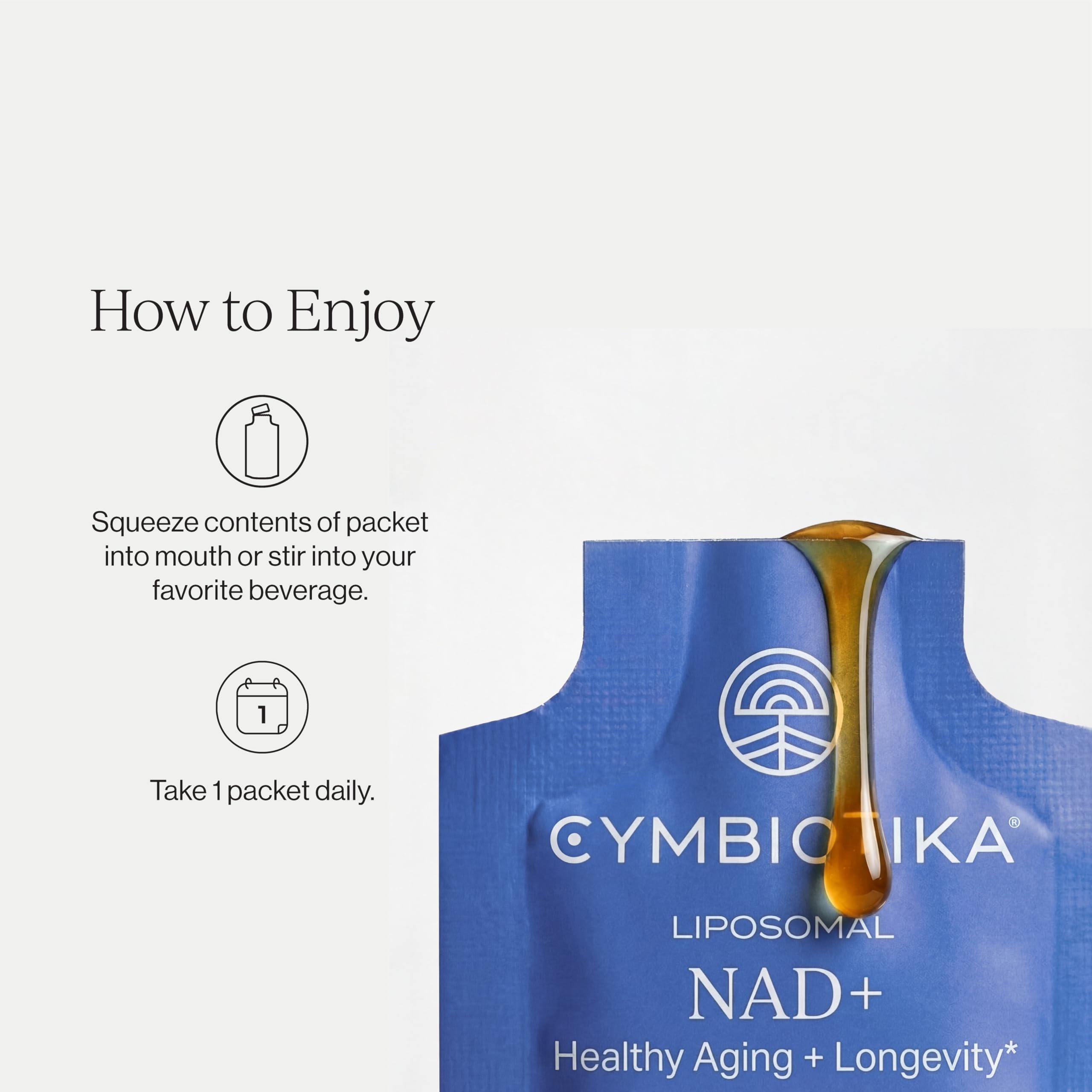 CYMBIOTIKA textura líquida liposomal en gota resalta absorción mejorada