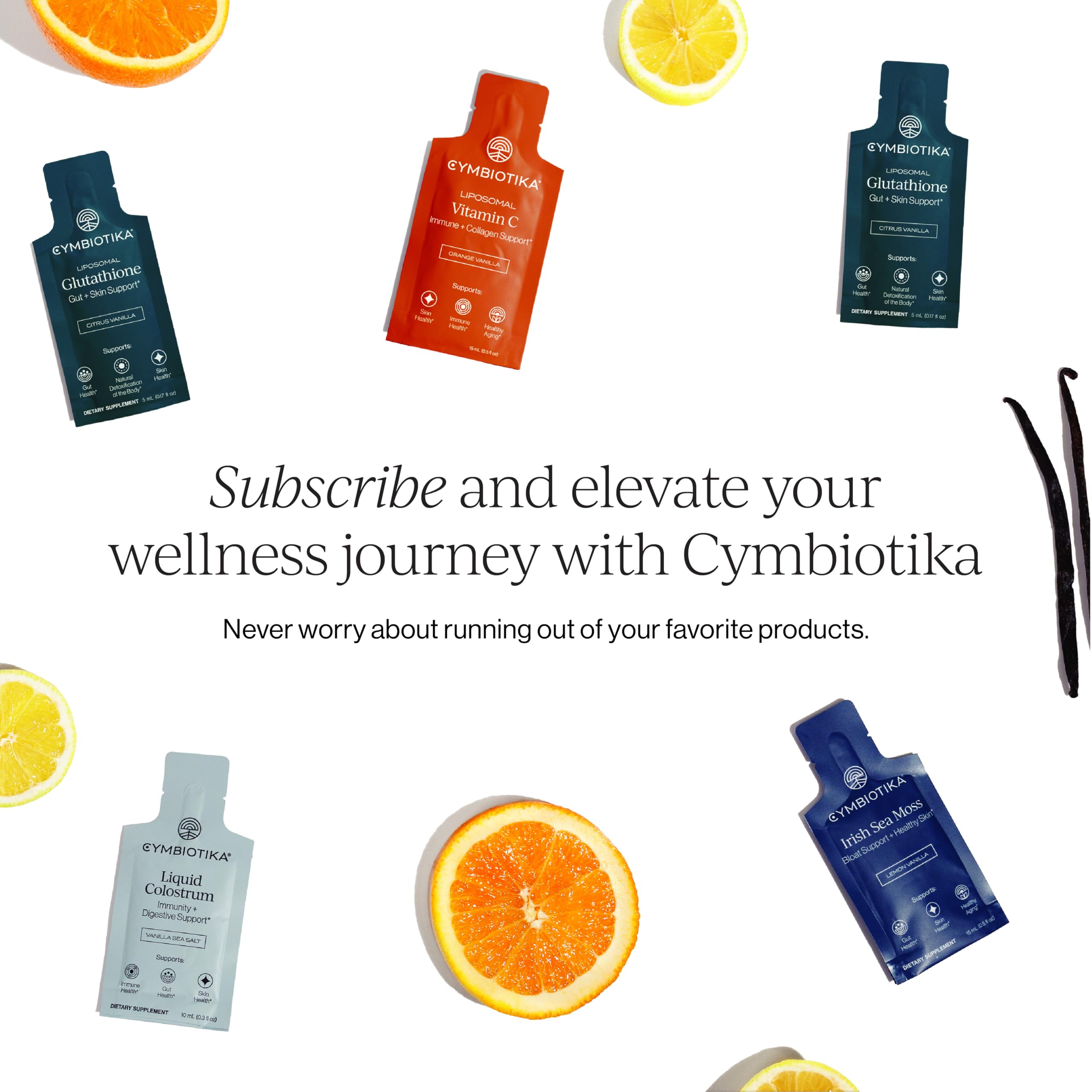 CYMBIOTIKA con frutas y vainilla realzando el sabor natural y fresco