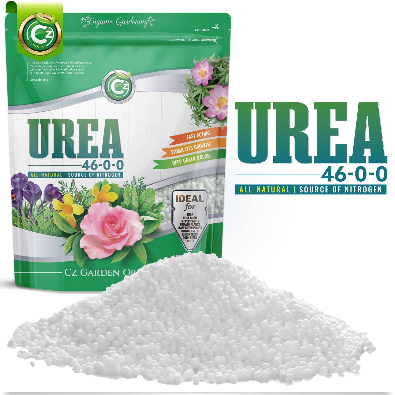 Cz Garden paquete frontal 5 lb resealable, facilita almacenamiento seguro