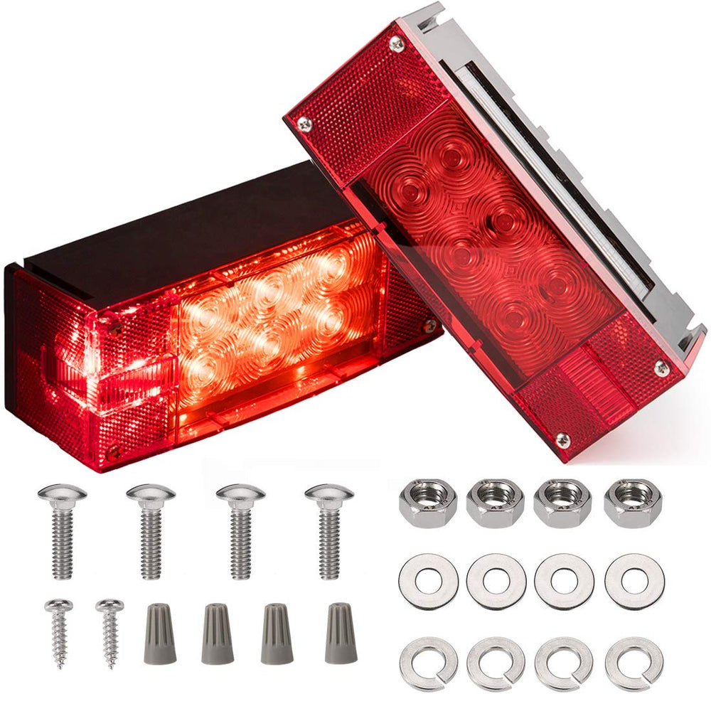 CZC AUTO front view of rectangular trailer light showing clear lens and multi-function LEDs for safety