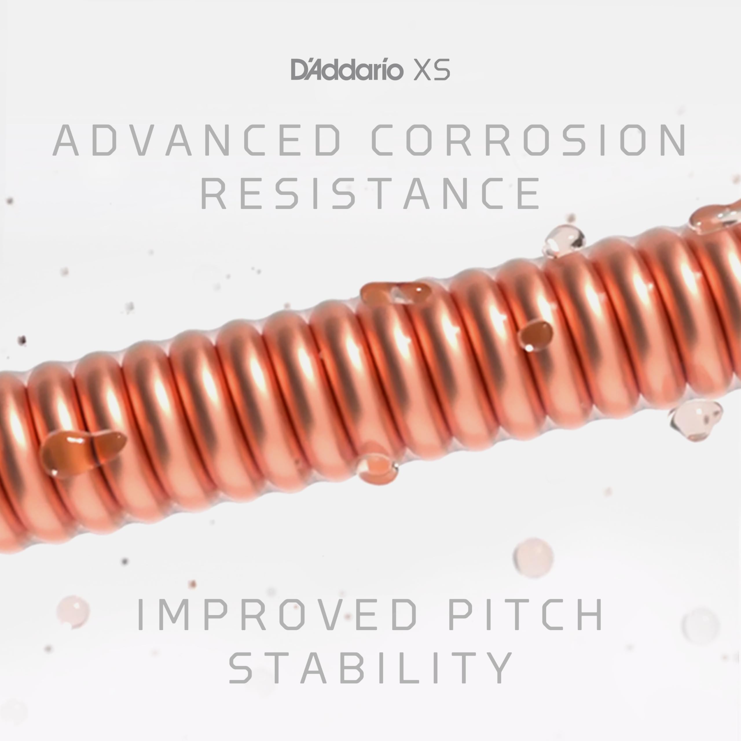D'Addario cuerdas extendidas junto a regla conservando escala y calibre 12-53