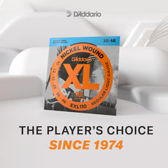 D'Addario strings installed on an electric guitar neck demonstrating playability and tone