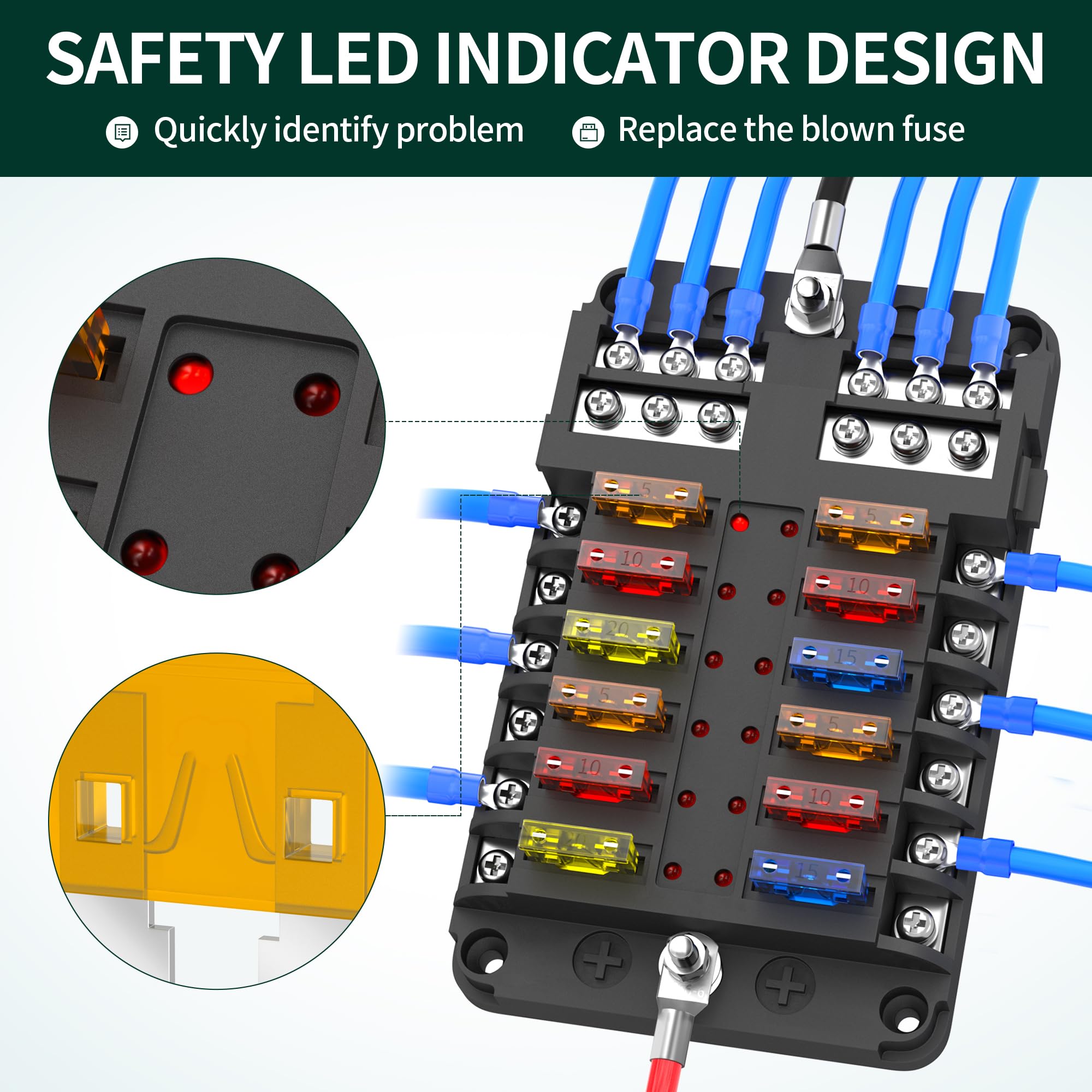 DAIERTEK cubierta impermeable cerrada protegiendo fusibles contra humedad y suciedad