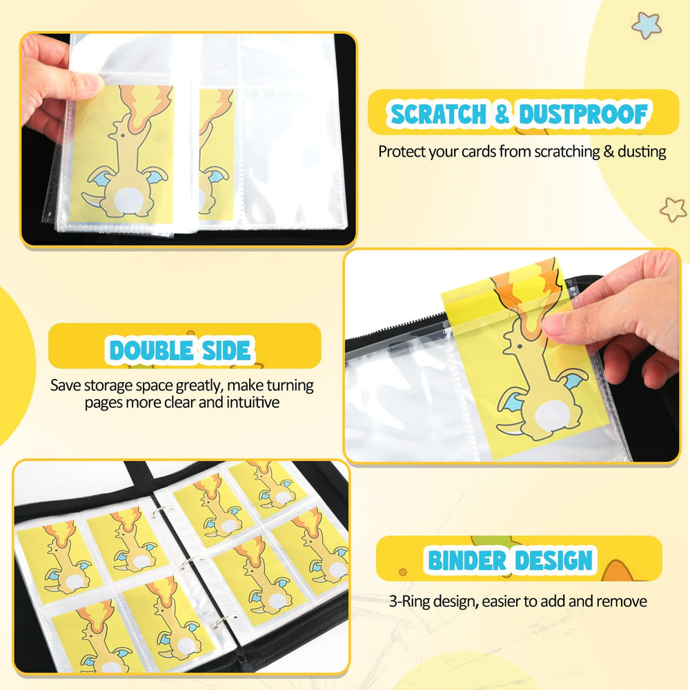 Daisiki álbum abierto exhibiendo cartas estándar y visualización ordenada