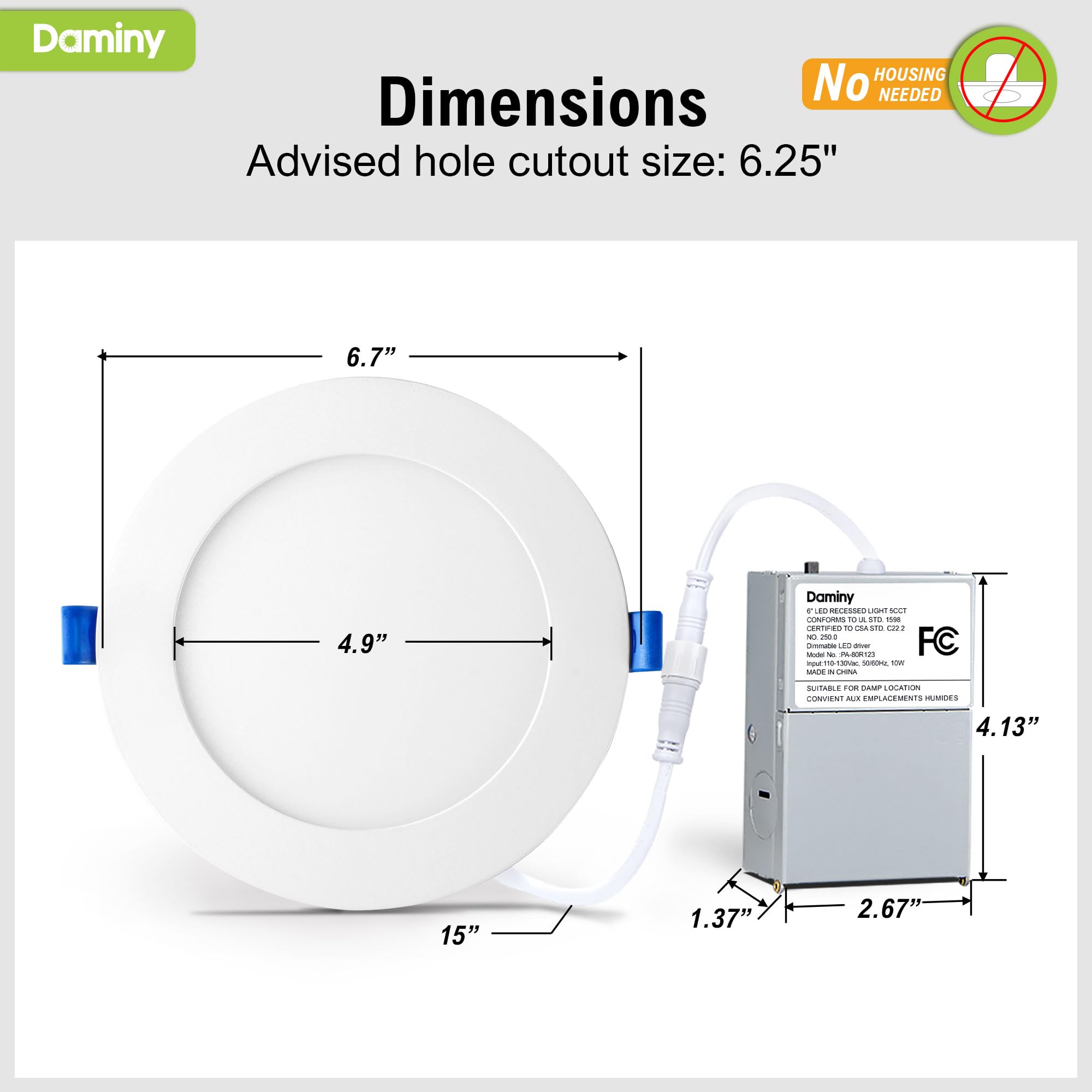 DAMINY downlight junto a mano para ver escala y perfil delgado
