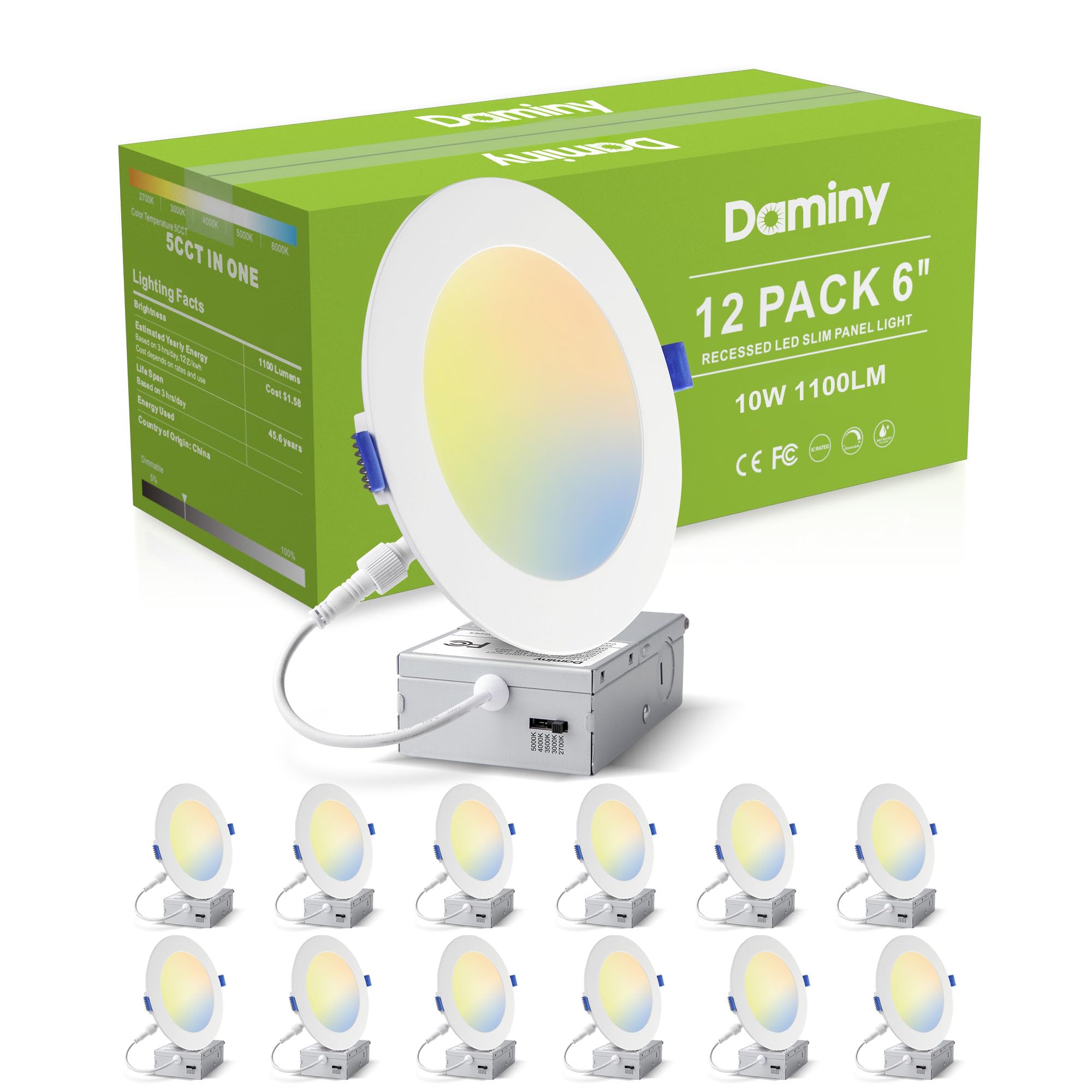 DAMINY vista frontal del pack de 12 con ahorro energético