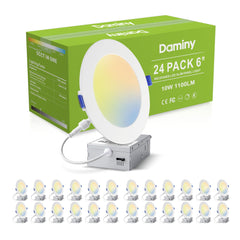 DAMINY frontal del pack mostrando 24 downlights y ahorro de espacio