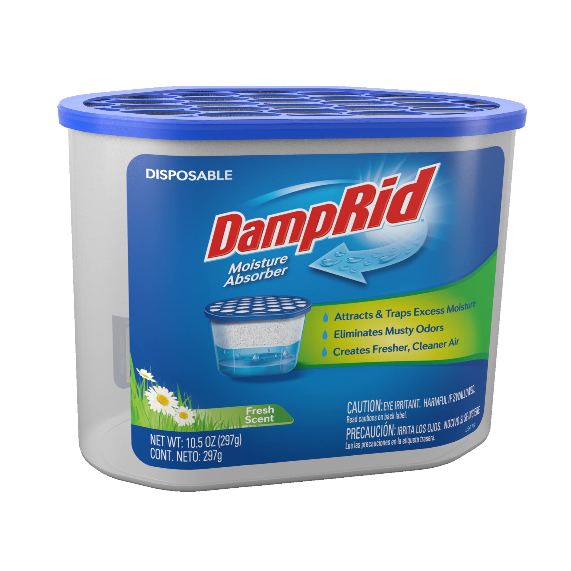 DampRid primer plano de cristales absorbentes, captura humedad eficazmente