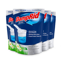 DampRid frente del paquete 44 oz mostrando ventajas prácticas