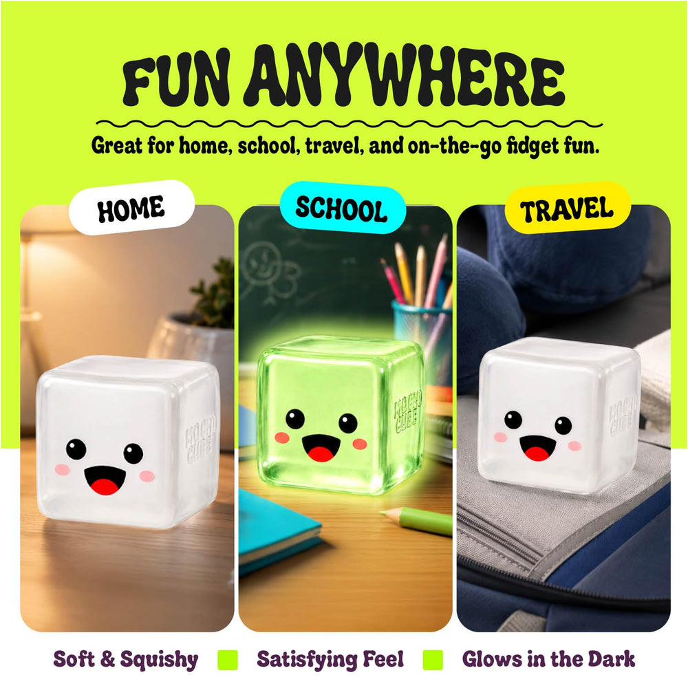 Dan&Darci Mochi Cube junto a regla para comparar tamaño práctico