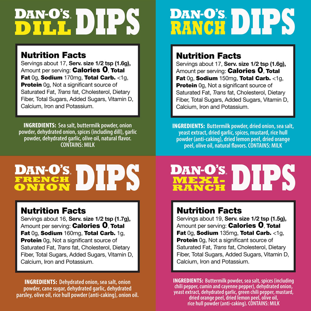 Dan-O's en mesa de fiesta con chips y vegetales mostrando versatilidad