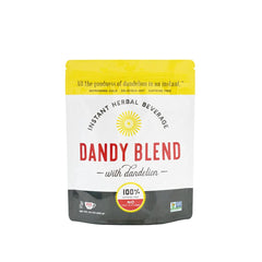 Dandy Blend empaque frontal mostrando marca y tamaño, conveniencia inmediata
