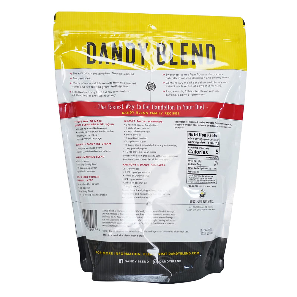 Dandy Blend polvo instantáneo textura fina listo para disolver