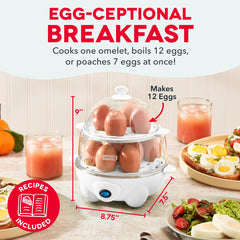 Dash muestra doble bandeja interior para cocinar 12 huevos eficientemente