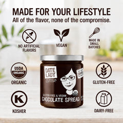 Date Lady ingredientes orgánicos sobre mesa resaltando origen natural