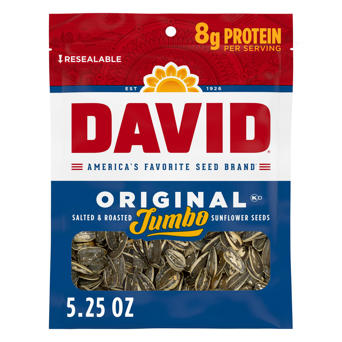 DAVID paquete frontal jumbo mostrando diseño y cantidad