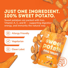 Davie's Naturals cuenco con trozos de batata como premio, fomenta el refuerzo positivo