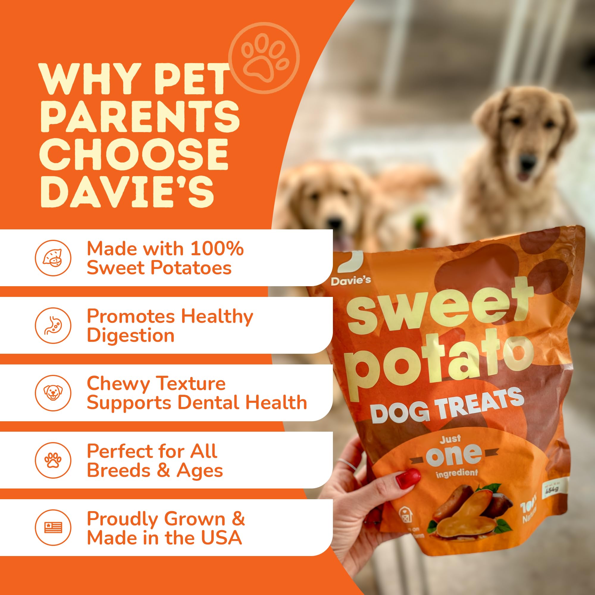Davie's Naturals etiqueta nutricional del paquete, muestra ingredientes simples