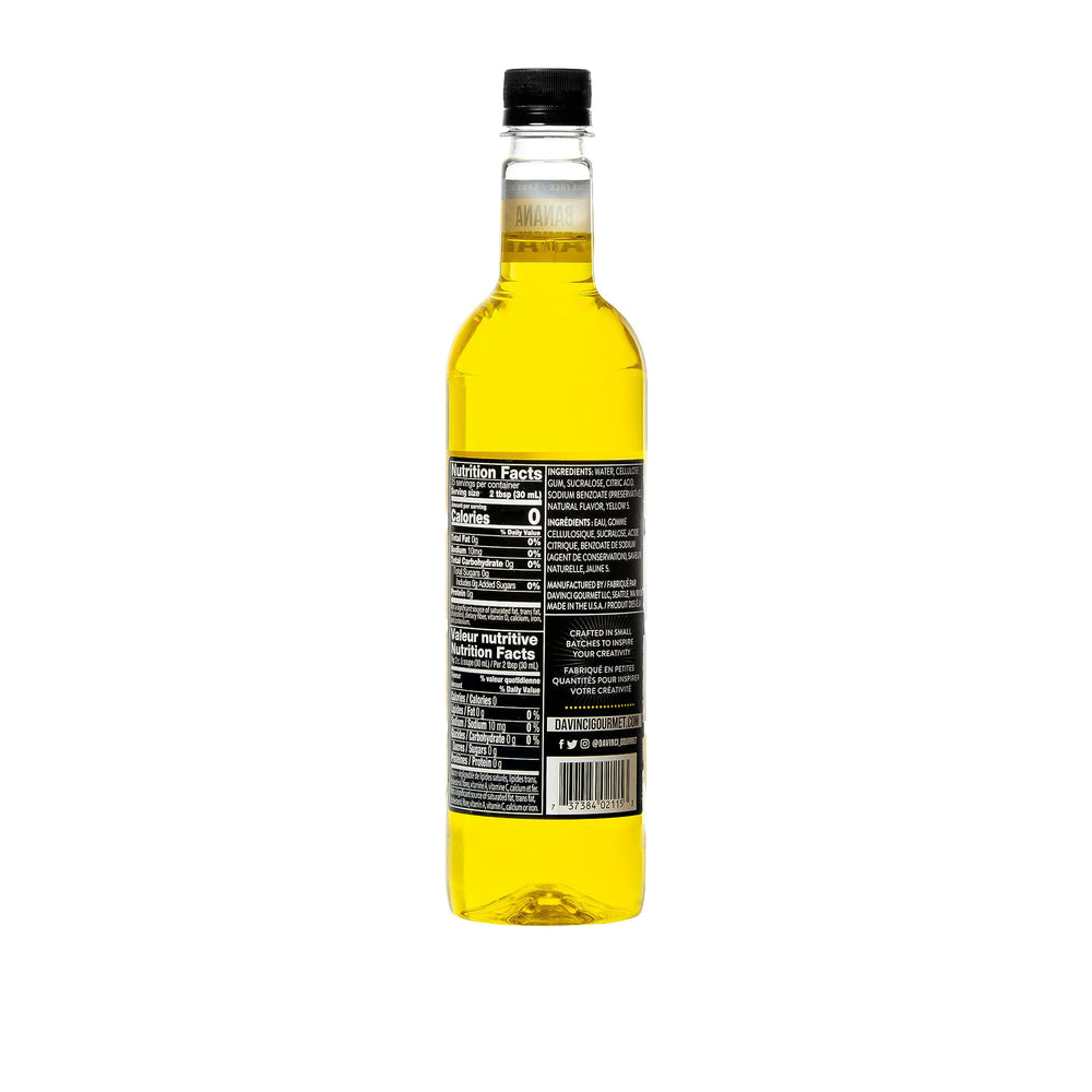 DaVinci Gourmet etiqueta detallada mostrando información del producto y beneficios