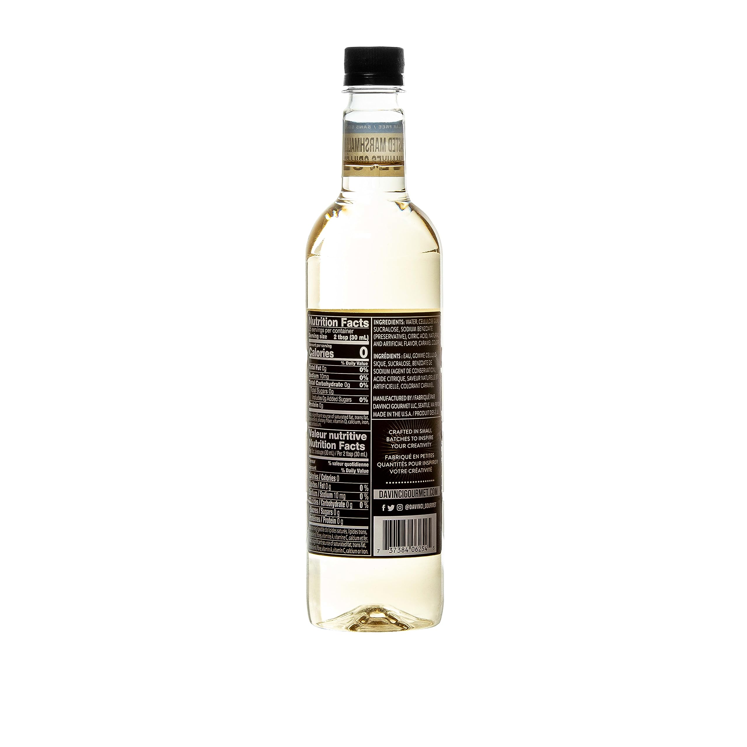 DaVinci Gourmet detalle de etiqueta con sabor Marshmallow Tostado, ofrece confianza profesional