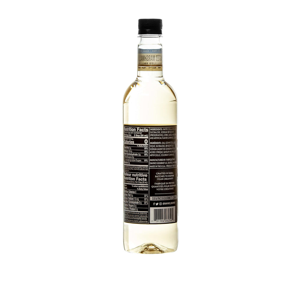 DaVinci Gourmet detalle de etiqueta con sabor Marshmallow Tostado, ofrece confianza profesional