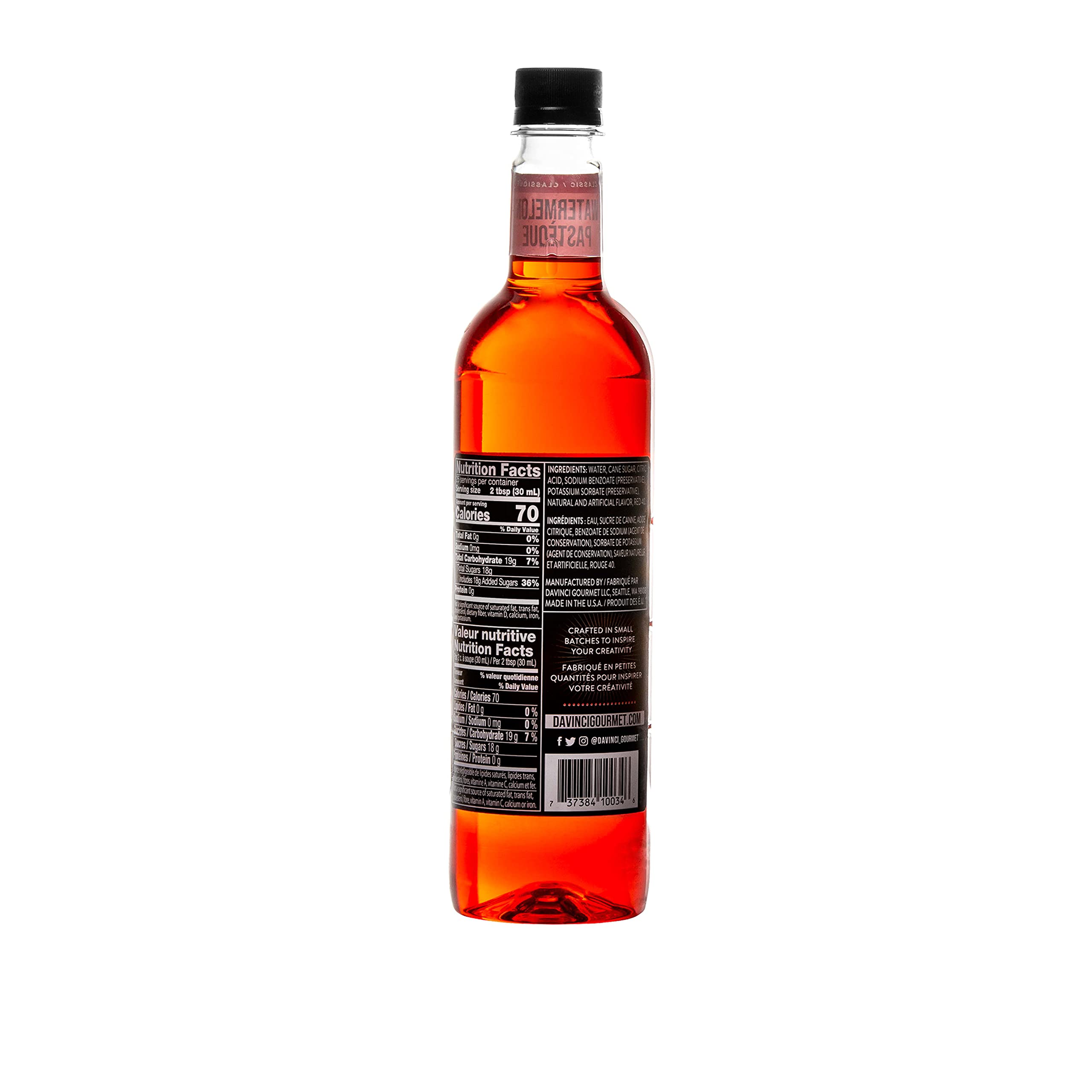 DaVinci Gourmet cierre y etiqueta detallada que indica calidad y uso versátil
