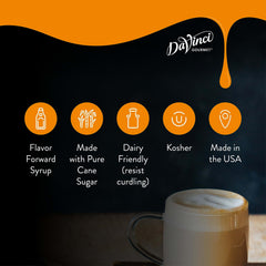 DaVinci Gourmet jarabe vertido en vaso con hielo, añade sabor refrescante