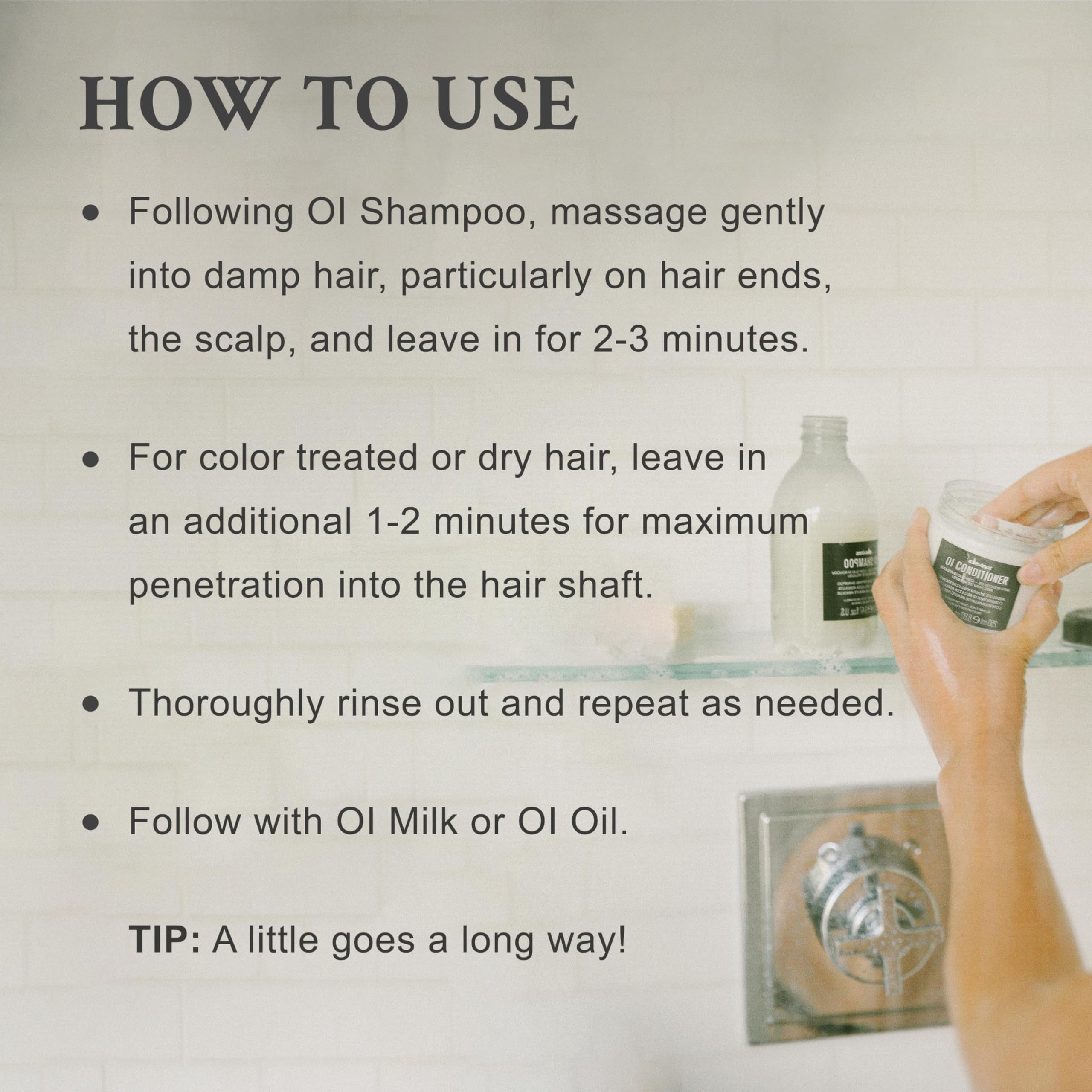 Davines OI detalle de etiqueta con ingredientes clave y beneficios
