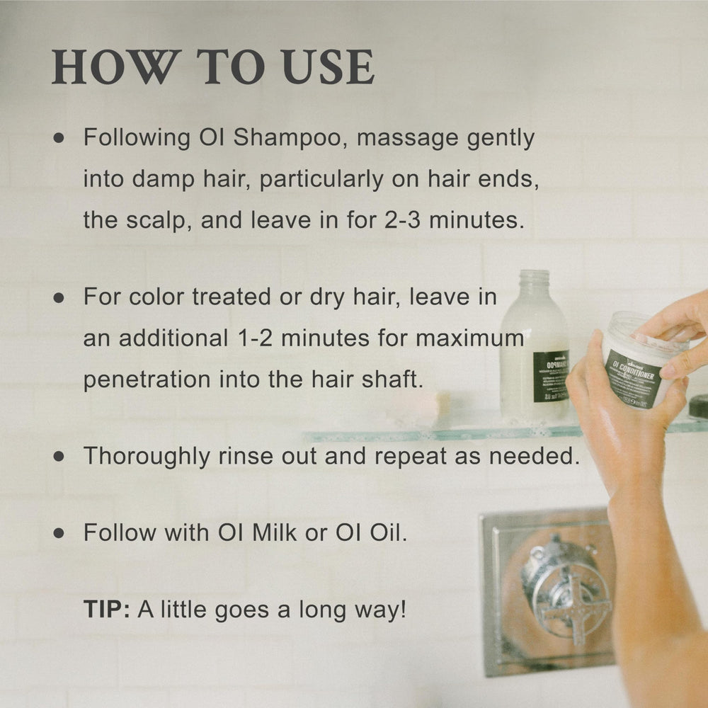 Davines OI detalle de etiqueta con ingredientes clave y beneficios